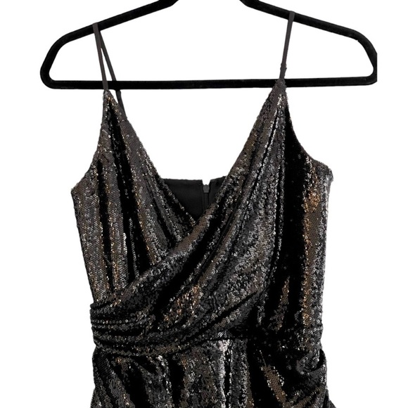 NWT Dress the Population Alida Draped Fringe Side Mini Dress Sz S, M - Picture 3 of 8